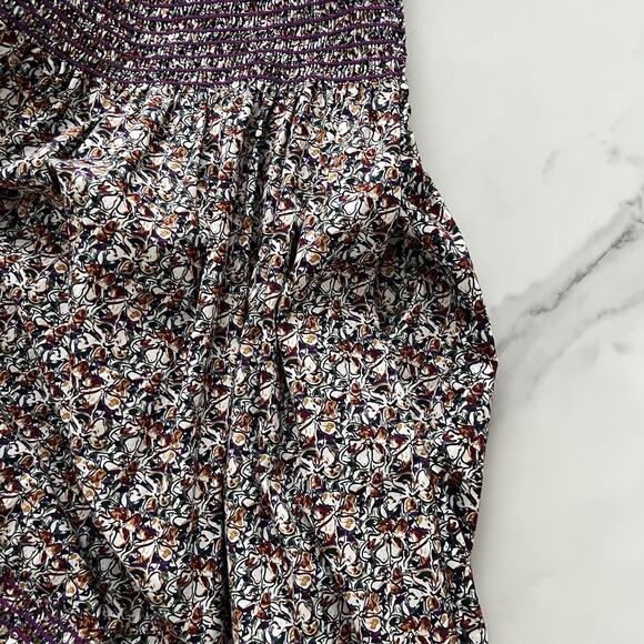 CAARA Smocked tiered Midi dress puff sleeves Ditsy floral Sz M Romantic chic - Picture 6 of 11